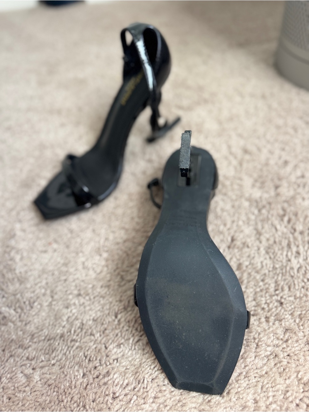 Opyum YSL Patent Leather Sandals with Black Hardware Ankle Strap - Picture 4 of 4